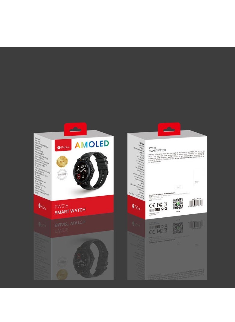 ProOne - ProOne PWS16 Smart Watch with 1.4" Full HD AMOLED Screen Bluetooth Calling Smartwatches for men and women, Fitness Tracker with Heart Rate Monitor - Image 1