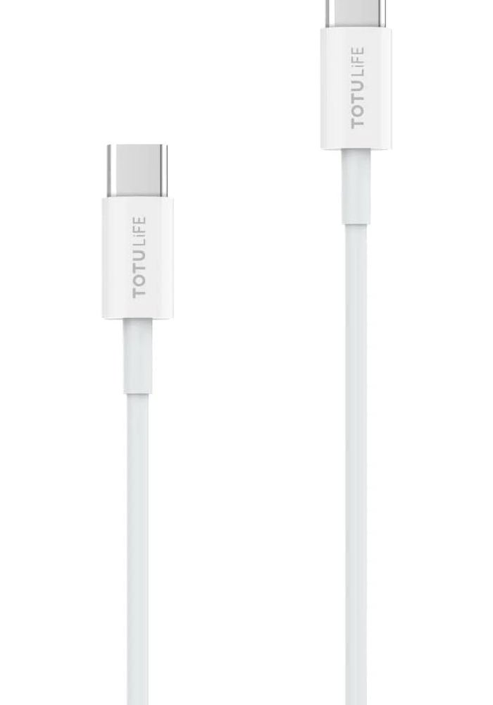 TotuLife PURE Series 40W PD Type-C to Type-C Cable - 1M, Power Delivery, White - Image 1