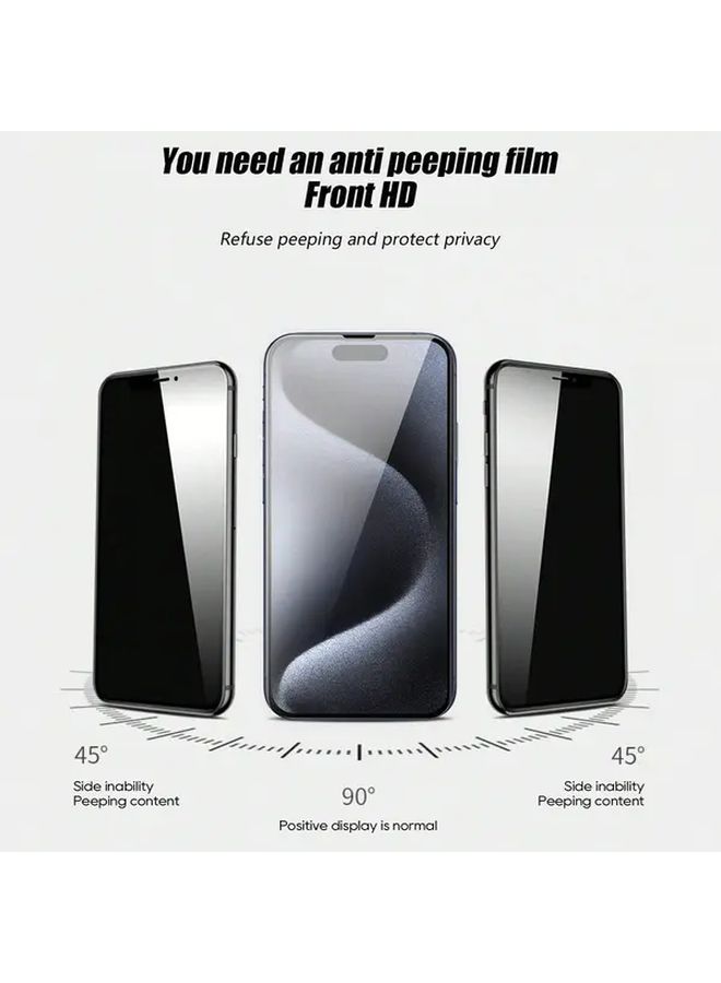 3Pcs Black Anti Spy Tempered Glass Screen Protector For IPhone 16 Anti Peep Scratch Shock - Image 2