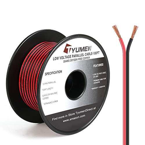 TYUMEN 100FT 22/2 Red Black Extension Cord, 22AWG OFC 12V/24V DC Wire for LED Strips Lamp Lighting, Hookup Wire - Image 1