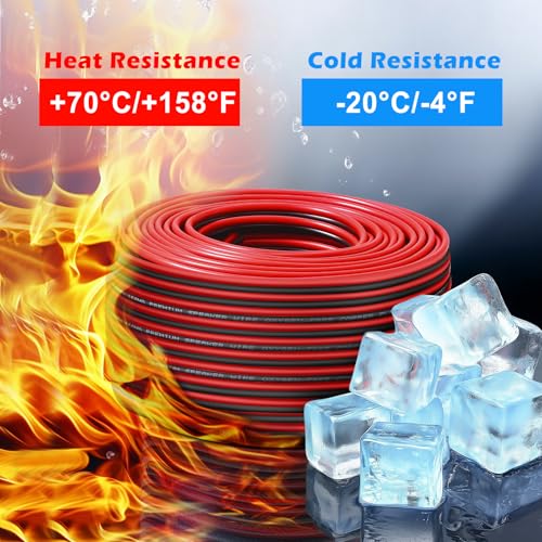 TYUMEN 100FT 22/2 Red Black Extension Cord, 22AWG OFC 12V/24V DC Wire for LED Strips Lamp Lighting, Hookup Wire - Image 4