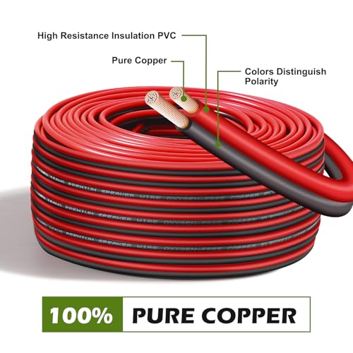 TYUMEN 100FT 22/2 Red Black Extension Cord, 22AWG OFC 12V/24V DC Wire for LED Strips Lamp Lighting, Hookup Wire - Image 2