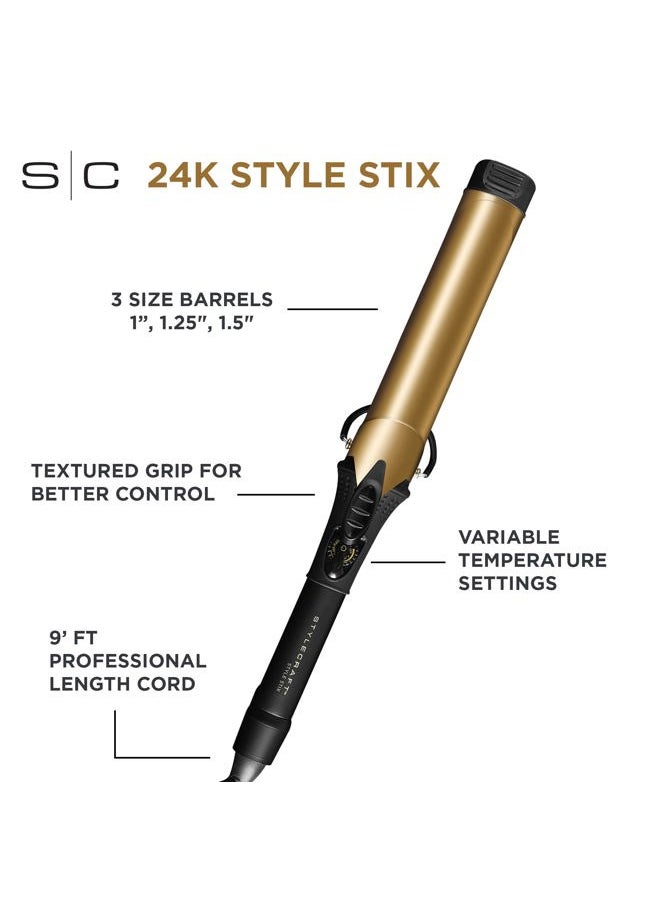 Stylecraft - StyleCraft Style Stix 24K Gold Professional Barrel Long Spring Hair Curling Iron - Image 1