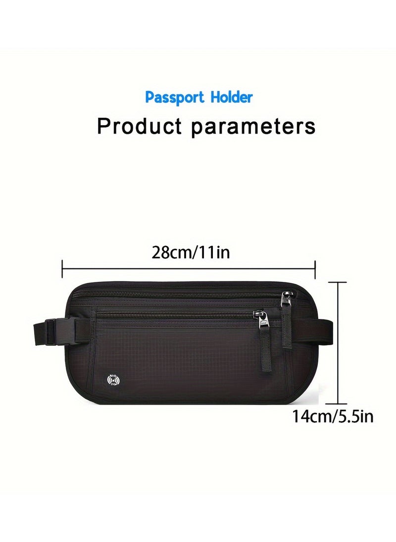 Generic - Money Belt, Passport Holder Secure Hidden Travel Wallet with RFID Blocking - Image 1