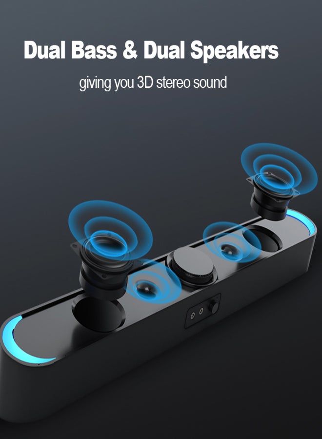 صدى مكبرات صوت V-198 تعمل بمنفذ USB، مزودة بإضاءة LED، وقابس ميكروفون صوتي 3.5 ملم، ومكبر صوت سلكي لأجهزة الكمبيوتر والهواتف المحمولة والأجهزة اللوحية وأجهزة الكمبيوتر المكتبية والمحمولة. - Image 3