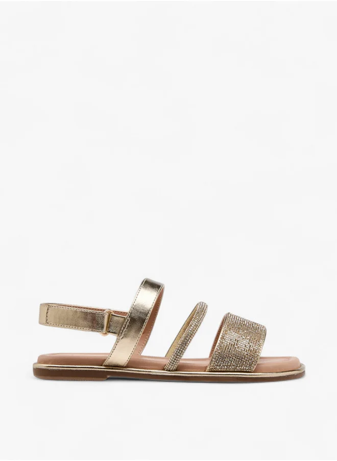 Celeste Girls' Embellished Open Toe Sandals with Hook and Loop Closure