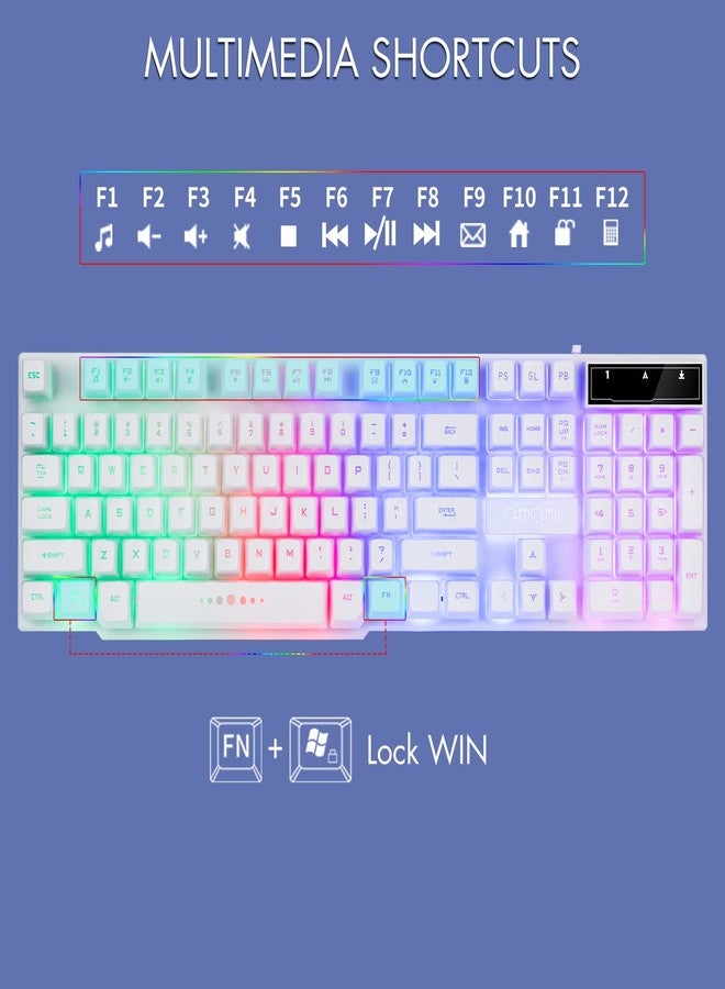CHONCHOW Gaming LED Wired Keyboard and Mouse Combo with Emitting Character 4800DPI 2 Side Button USB Mouse Rainbow Backlit Mechanical Feeling Compatible with PC Raspberry Pi Mac Xbox one ps4 with Mousepad - Image 2