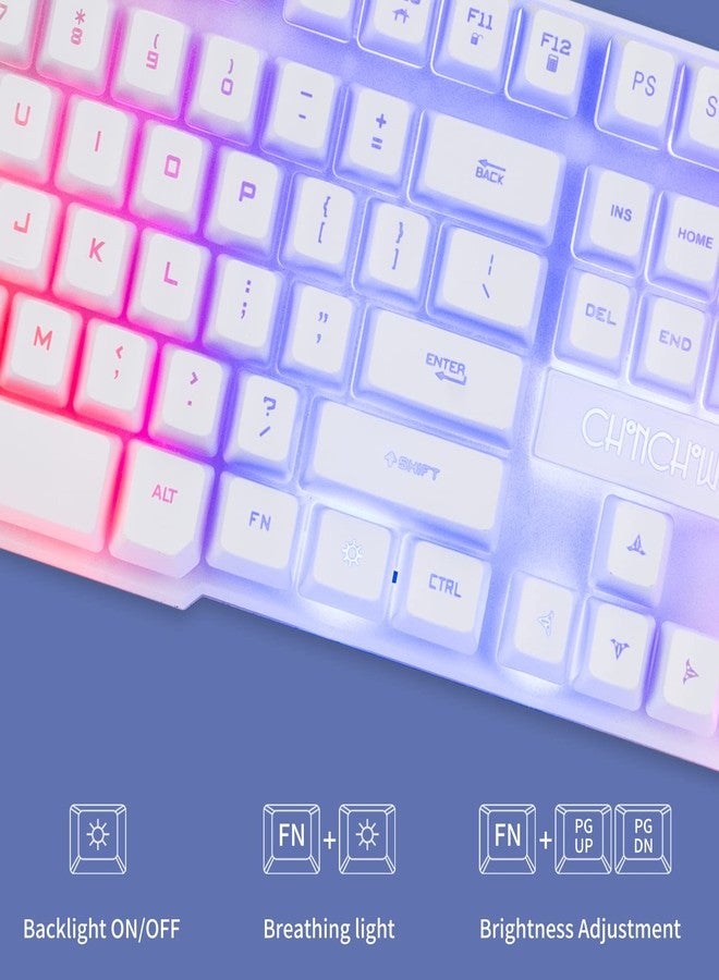 CHONCHOW Gaming LED Wired Keyboard and Mouse Combo with Emitting Character 4800DPI 2 Side Button USB Mouse Rainbow Backlit Mechanical Feeling Compatible with PC Raspberry Pi Mac Xbox one ps4 with Mousepad - Image 3