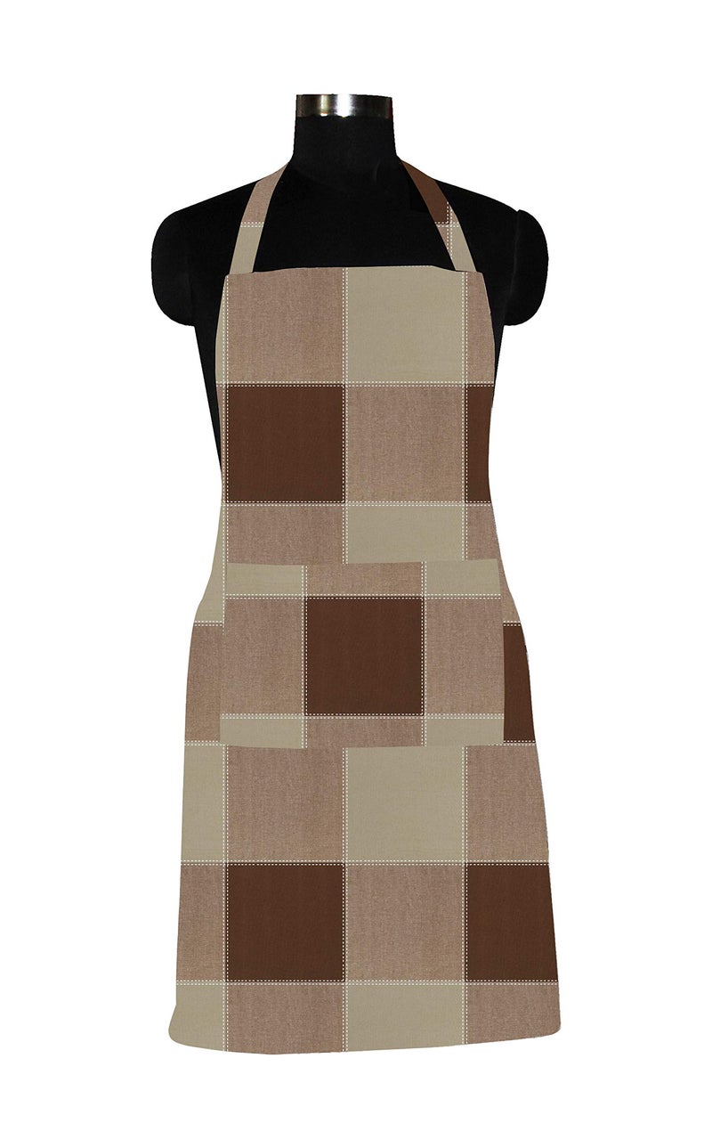 AIRWILL Cotton Kitchen Cooking Aprons (4-Way Brown) - Image 3