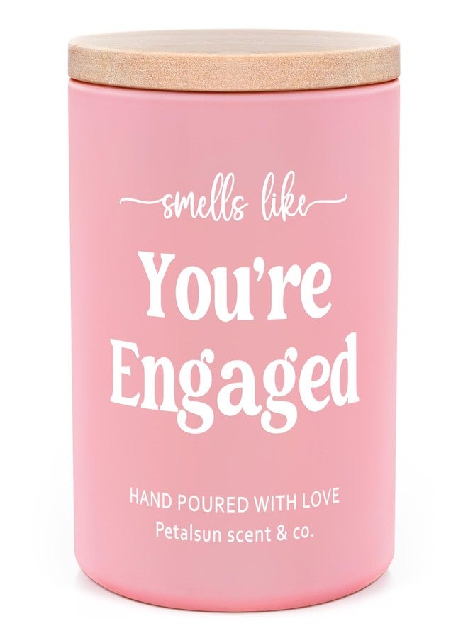 Petalsun Engagement Gifts for Couples, Women, Her- Lavender Vanilla Scented Candle(10oz)- Just Engaged Gifts for Her, Bride to Be, Fiance Gift for Women, Pink Jar with Wooden Lid - Image 1