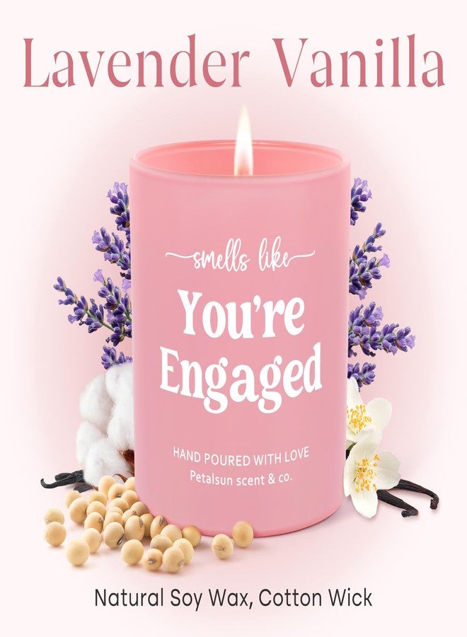 Petalsun Engagement Gifts for Couples, Women, Her- Lavender Vanilla Scented Candle(10oz)- Just Engaged Gifts for Her, Bride to Be, Fiance Gift for Women, Pink Jar with Wooden Lid - Image 4