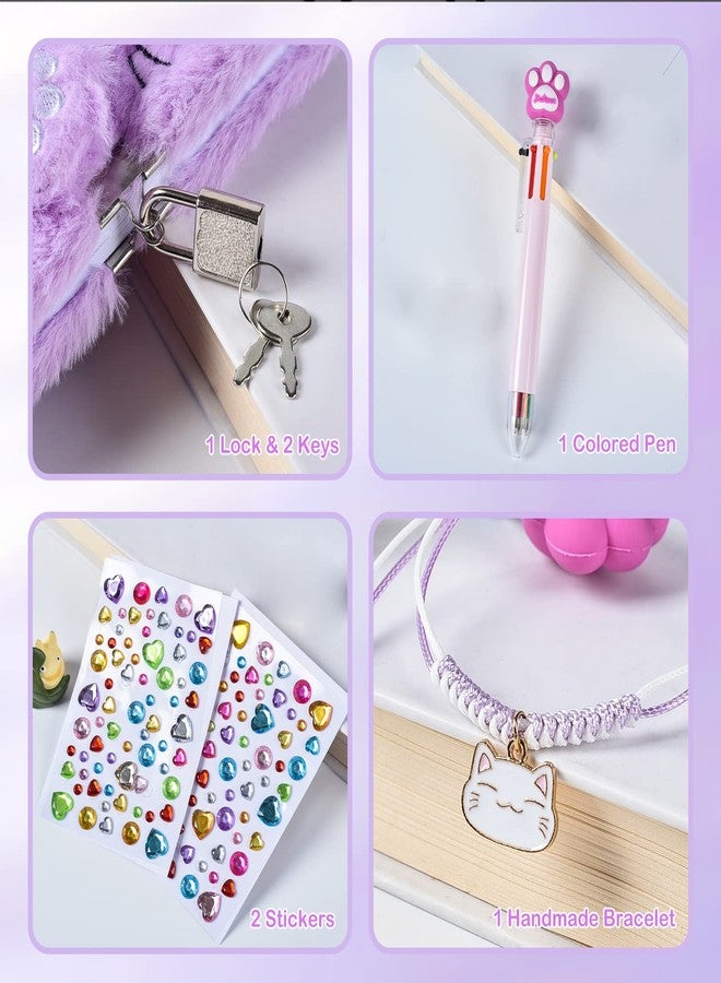 PJDRLLC Diary for Girls with Lock and Keys, Kids Journal Travel Notebook for Writing, Cute Secret Diary with Multicolored Pen, Stickers, Bracelet, Practical Gift for Birthday, Easter (A Cute Cat) - Image 5