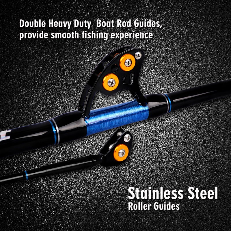 Fiblink Fishing Trolling Rod Saltwater Offshore Heavy Roller Rod Big Game Conventional Boat Camo Fishing Pole (Bent Butt, 6'6" 80-120lbs) - Image 3