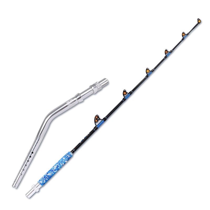 Fiblink Fishing Trolling Rod Saltwater Offshore Heavy Roller Rod Big Game Conventional Boat Camo Fishing Pole (Bent Butt, 6'6" 80-120lbs) - Image 2
