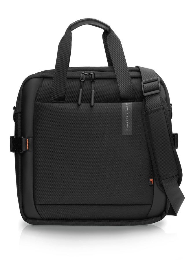 Sharper Image Messenger Briefcase for Men, Laptop Bag fits up to 17” Computer, 19L Water Resistant Crossbody Shoulder Bag with Strap for Work, School, Office, Travel, Black (Venture Collection) - Image 1