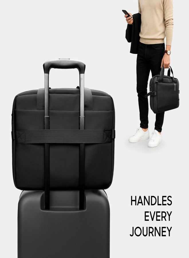 Sharper Image Messenger Briefcase for Men, Laptop Bag fits up to 17” Computer, 19L Water Resistant Crossbody Shoulder Bag with Strap for Work, School, Office, Travel, Black (Venture Collection) - Image 2