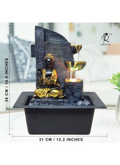 AR Creative AR Creative Buddha Waterfall Fountain with LED Lights Home and Office Decor for Decoration Best Gifting Idea H x L x W 38cm x 31cm x 24 cm  - Image 3
