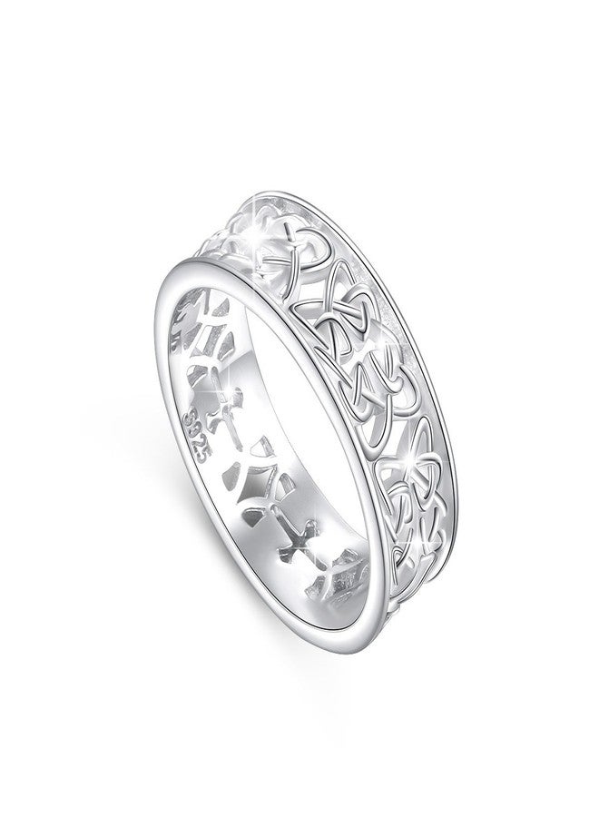 DAOCHONG Nickel-free 925 Sterling Silver Good Luck Irish Love Trinity Celtic Knot Ring for Women Size 8 (8) - Image 1