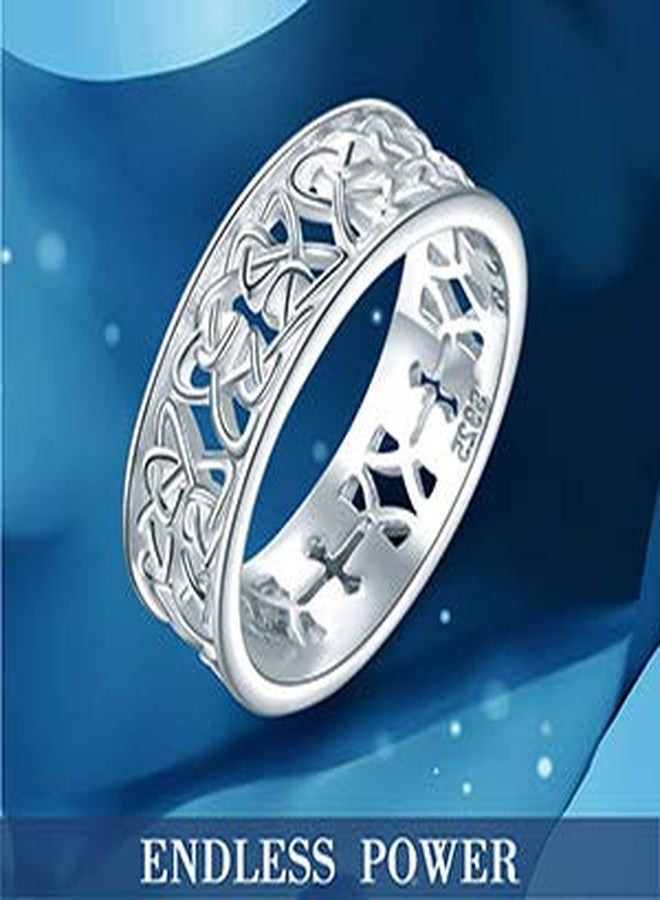 DAOCHONG Nickel-free 925 Sterling Silver Good Luck Irish Love Trinity Celtic Knot Ring for Women Size 8 (8) - Image 5