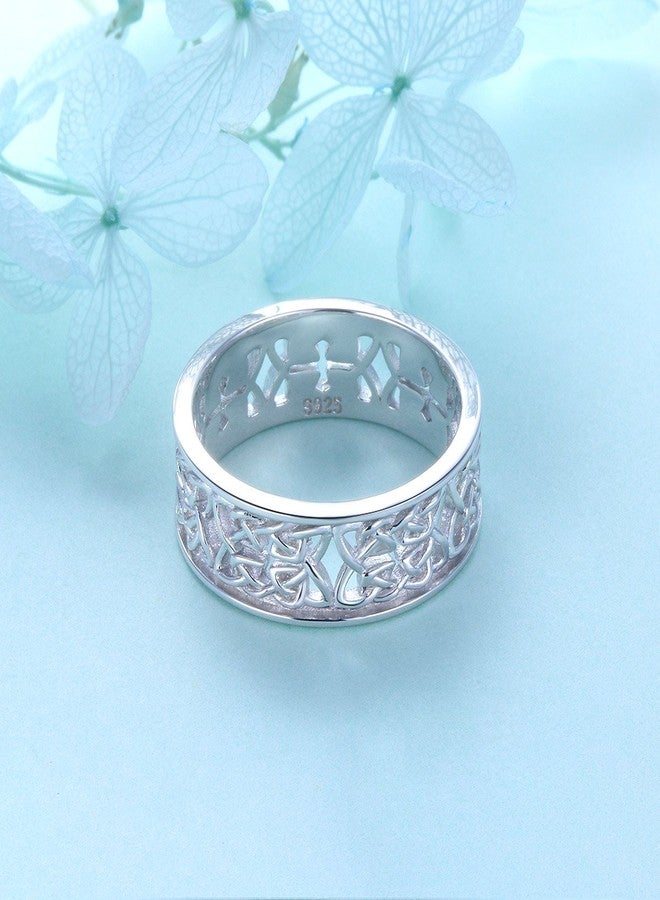 DAOCHONG Nickel-free 925 Sterling Silver Good Luck Irish Love Trinity Celtic Knot Ring for Women Size 8 (8) - Image 4