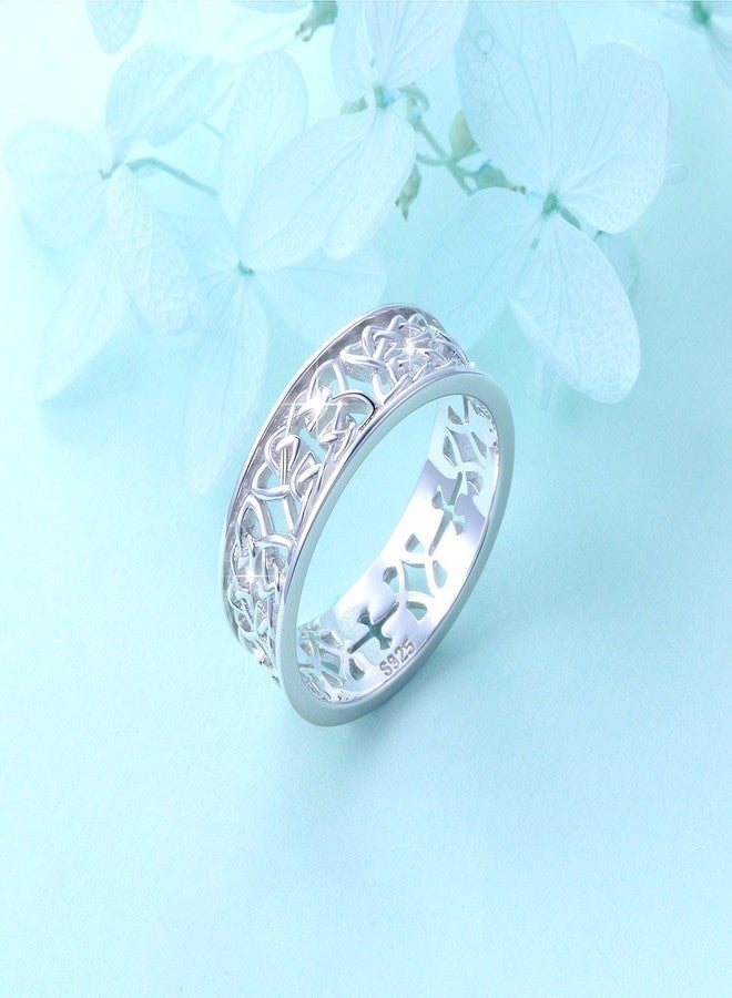 DAOCHONG Nickel-free 925 Sterling Silver Good Luck Irish Love Trinity Celtic Knot Ring for Women Size 8 (8) - Image 3