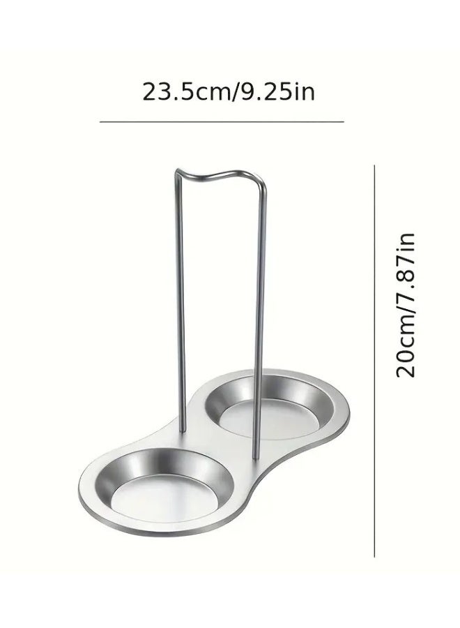 Happy Home Double Metal Kitchen Ladle and Spoon Holder Made of High Quality Stainless Steel Keeps Your Kitchen Clean - Silver - Image 2