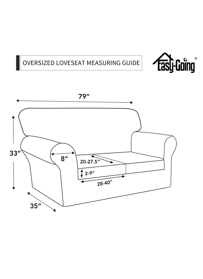 Easy-Going Easy-Going Oversized 3 Pieces Stretch Fleece Soft Loveseat Sofa Couch Cover for Pets - Washable Sofa Slipcover for 2 Separate Cushion Couch - Elastic Furniture Protector for Dogs  Kids  Dark Gray  - Image 4
