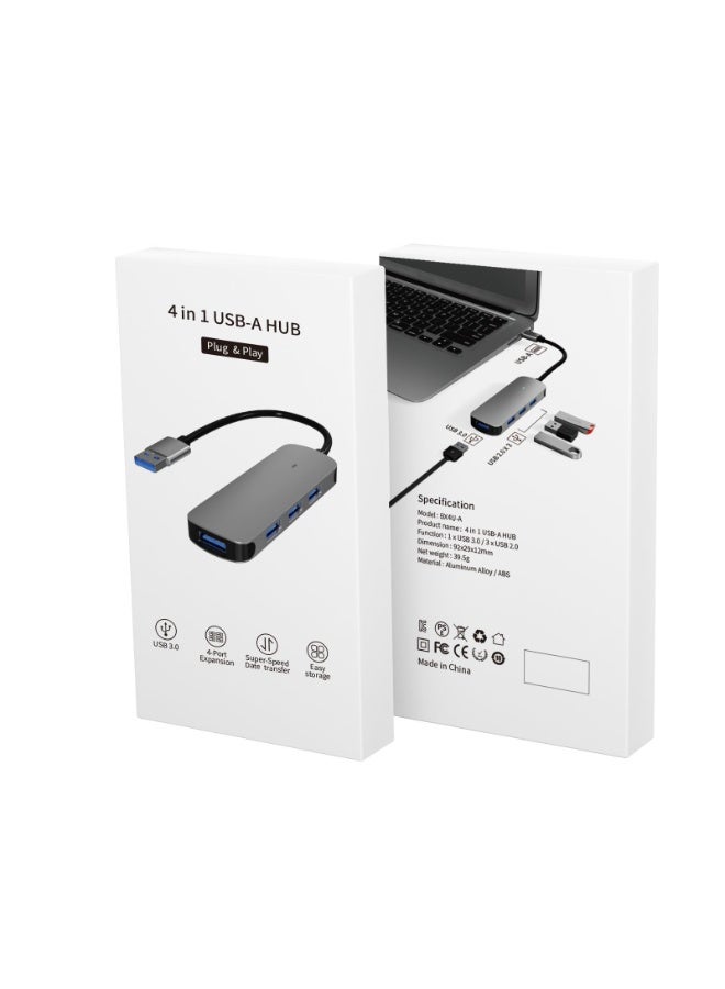 "مُحَوِّل محوري USB من النوع 4 في 1: منفذ واحد USB 3.0 وثلاثة منافذ USB 2.0 متعدد الوظائف المخصص لأجهزة اللابتوب  " - Image 4