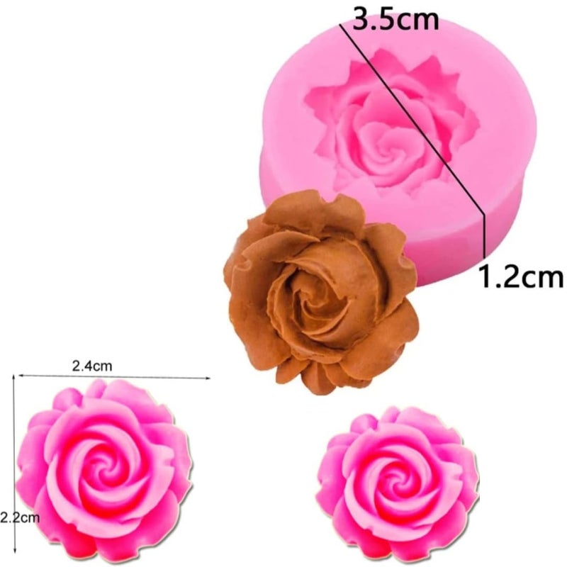 Husaini Mart Husaini Mart | SET OF 2 3D Rose Candle Mould Silicone Lotus Flower Mold for DIY Cupcake Cake Topper Decoration Jelly Fondant Mold Crystal Handmade Soap Chocolate Desserts Ice Cube Candy GumPaste Resin Mould  - Image 2