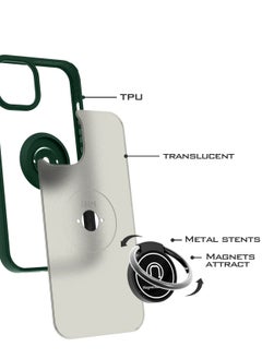 Wtech Finger Grip Magnetic Hold Kickstand Ring Finger With Built-In Iron Case Cover For Apple iPhone 15 Pro 2023 Dark Green  - Image 5