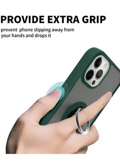 Wtech Finger Grip Magnetic Hold Kickstand Ring Finger With Built-In Iron Case Cover For Apple iPhone 15 Pro 2023 Dark Green  - Image 4