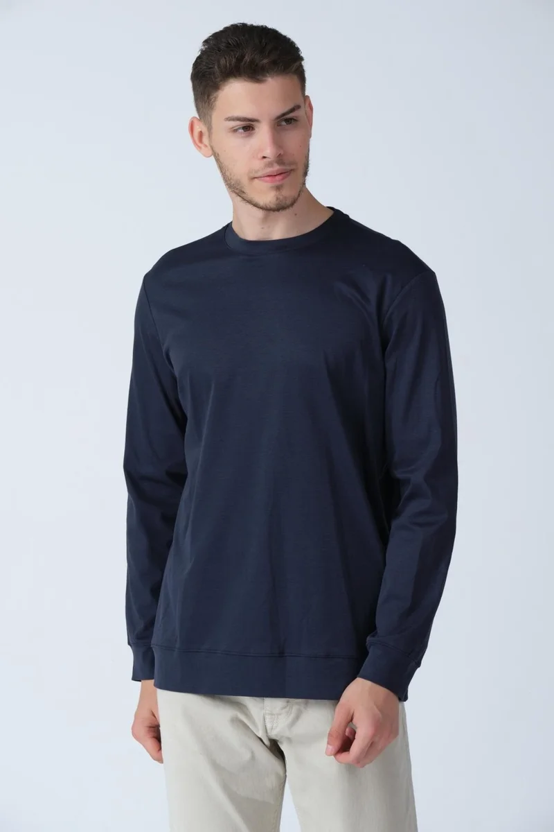 الكسندر جاردي Alexandergardı Crew Neck Long Sleeve Basic T-Shirt (E21-72400)