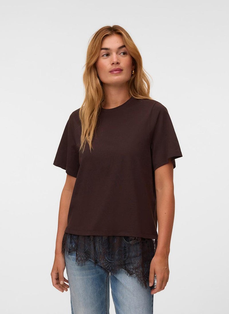 VERO MODA VMBRIT Short Sleeve O-Neck Type Lace T-Shirt Jersey - Image 1