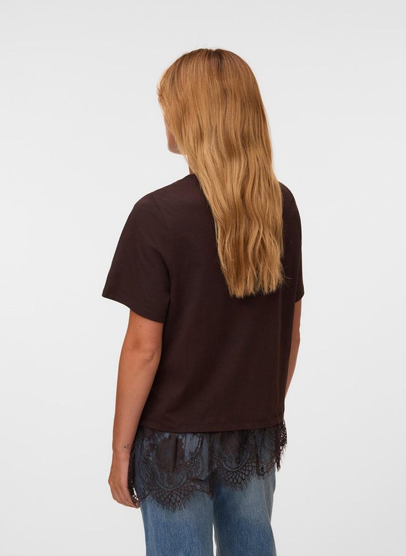VERO MODA VMBRIT Short Sleeve O-Neck Type Lace T-Shirt Jersey - Image 3