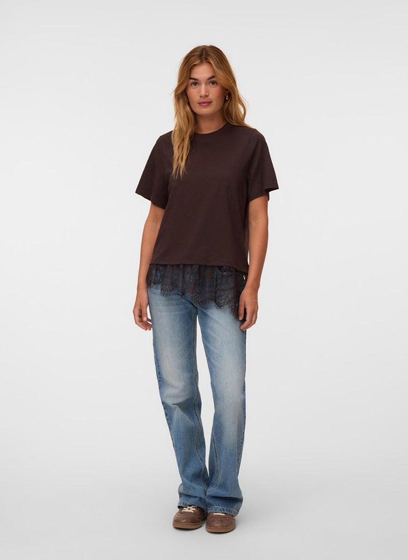 VERO MODA VMBRIT Short Sleeve O-Neck Type Lace T-Shirt Jersey - Image 2