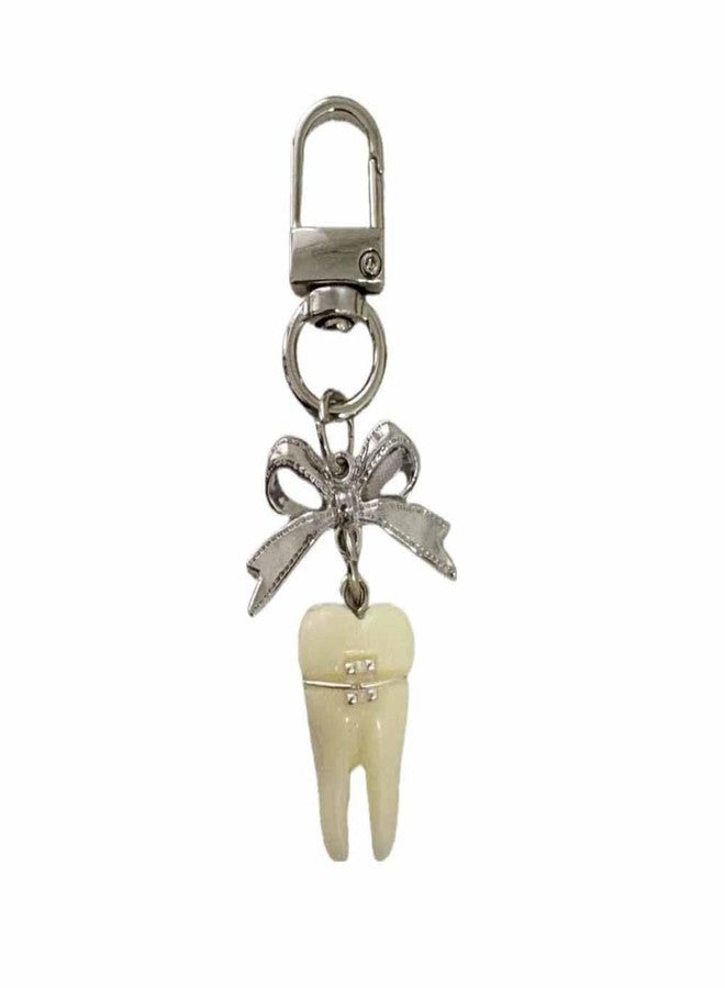 Lemua Dentist Gifts Teeth Keychain Cute Bow Bag Charm Funky Purse Charm Key Ring Accessories - Image 1