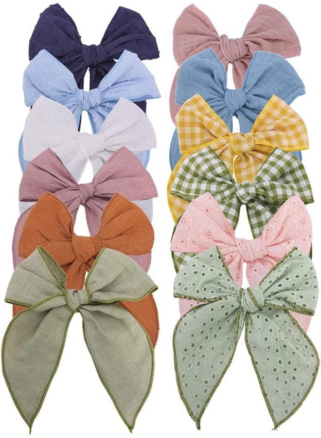 Sugarmelon Fable Bow Hair Clips Baby Girls Women Cotton Linen Hair Bow Clips Large Sailor Hair Bows Accessories Hairgrips - Image 1