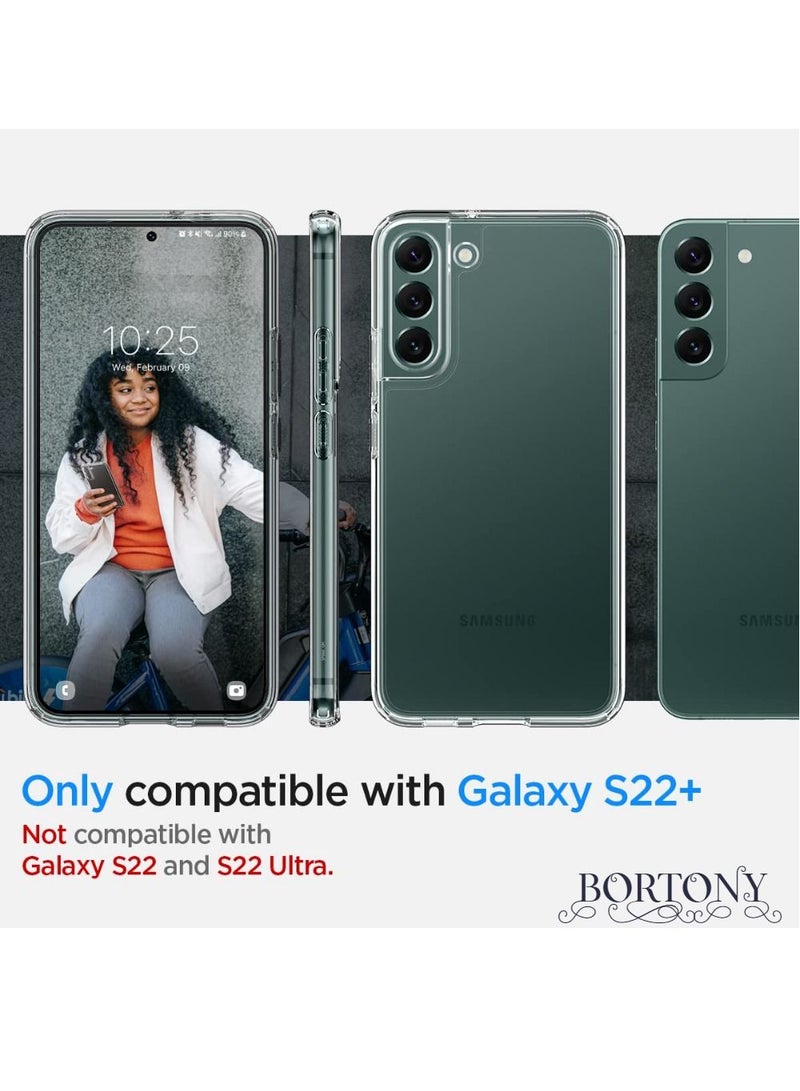 BORTONY Samsung Galaxy S22 Plus Case Clear Slim Fit Crystal Clear Transparent Anti-Scratch Flexible Soft TPU - Image 2