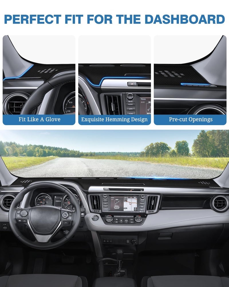 FIILINES Dash Cover Compatible with Toyota RAV4 2013 2014 2015 2016 2017 2018 Dashboard Mat Cover RAV4 Accessories Sunshade Nonslip Mesh Protector No Glare - Image 3