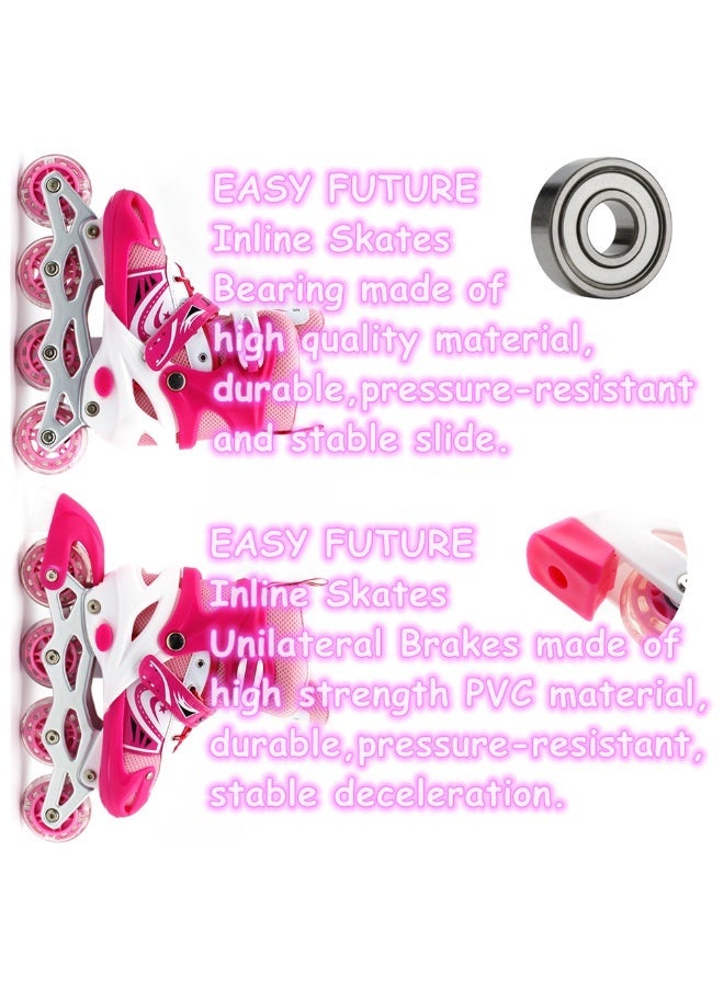 EASY FUTURE Roller Skates Adjustable Skate Shoes for Kids Flashing LED Wheels Inline Skates for Boys Girls Including Protective Gear 4 Colors 3 Sizes to Choose NO.1301P - Image 5