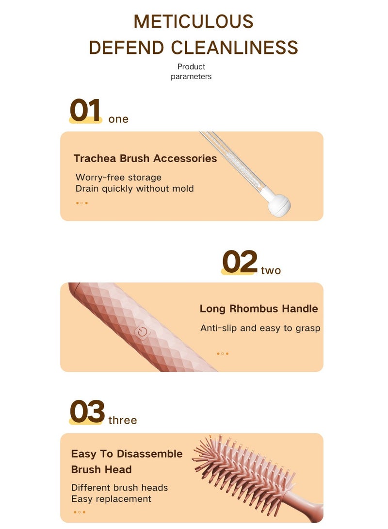 XiuWoo Electric Silicone Bottle Brush, Rechargeable Baby Bottle Brush Set, Waterproof Bottle Cleaning Brush, Nipple Brush, Straw Cleaner Brush, Travel Baby Essentials Set with 360° Rotating Head - Image 5