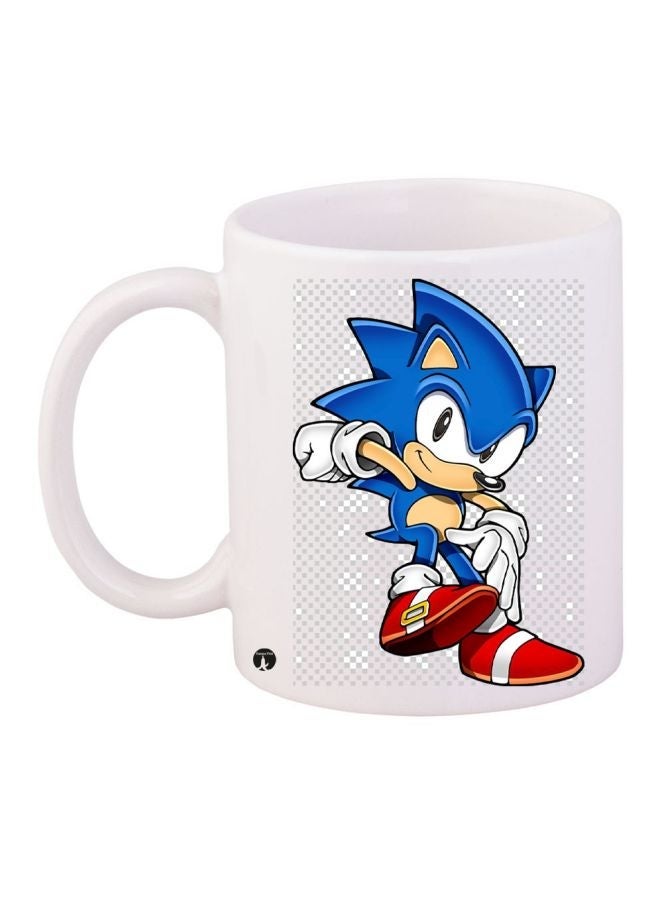 RYN Cartoon Printed Coffee Mug White/Blue/Red 11ounce