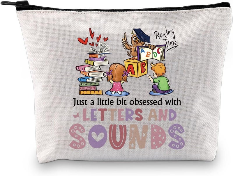 GJTIM GJTIM Reading Coach Teacher Interventionist Specialist Literacy Gift literacy education gift Phonics Gift Zipper Pouch Makeup Bag (Letters and Sounds Bag) 