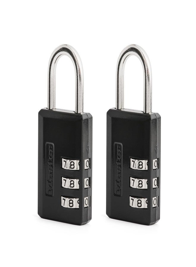 Master Lock Black Combination Padlock, Indoor Gym Locker Lock with Customizable 3-Digit Code for Luggage, Backpacks, Cabinets, 2 pk, 647EC2 - Image 1