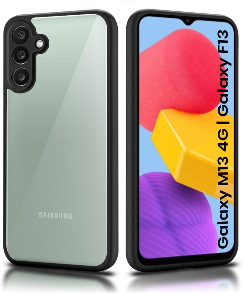 WOW IMAGINE Shockproof Hybrid Back Cover for Samsung Galaxy M13 4G | Samsung Galaxy F13 | Hard Slim fit Back Case | PC & TPU | Clear Transparent Case – Black - Image 2