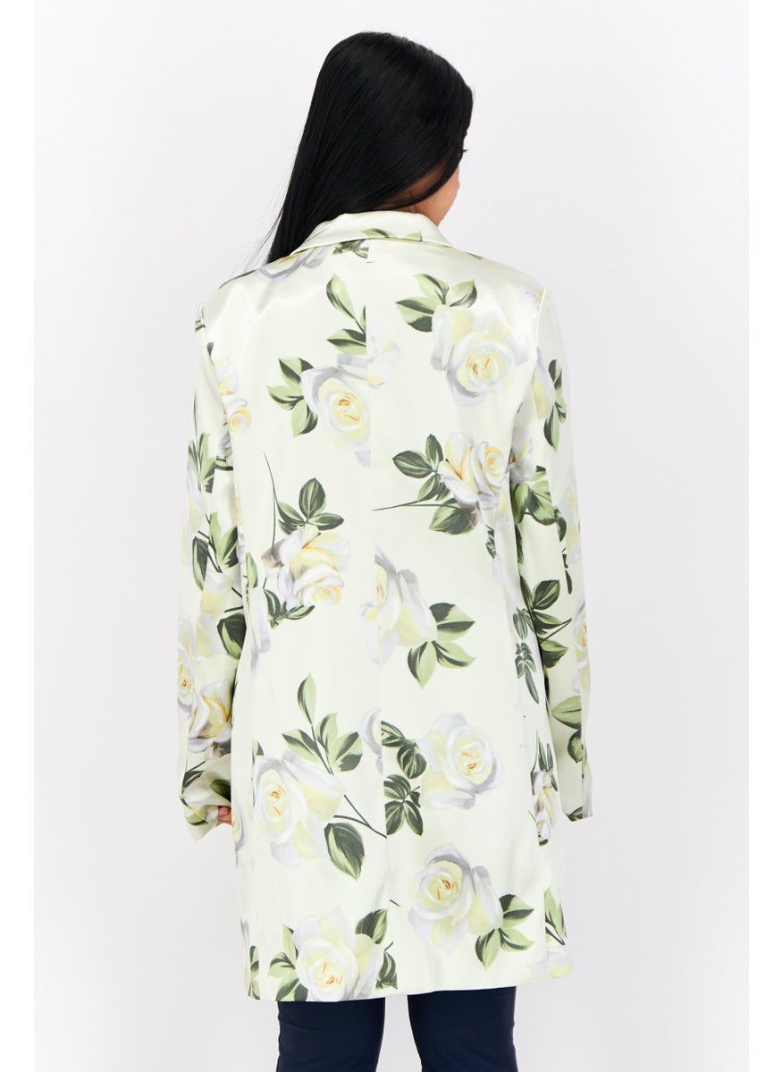 Liquorish - Women Regular Fit Floral Print Casual Blazer, Multicolor - Image 1