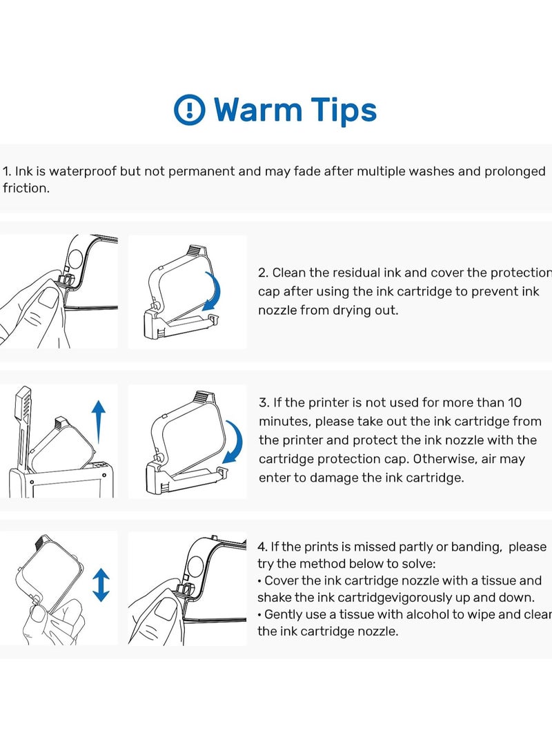 BENTSAI BB22B Original Solvent Ink Quick Dry Cartridge Replacement for BT-HH6205B 6205BL \ B10 Handheld Inkjet Printer (Black) - Image 5