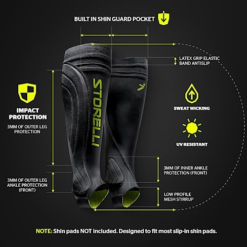 Storelli BodyShield Leg Guards, Premium Compression Shin Guard Sleeves for Soccer Players, Impact Protection, UV-Resistant, Sweat-Wicking, Unisex, 1 Pair, Black, Youth Small - Image 5