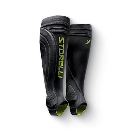Storelli BodyShield Leg Guards, Premium Compression Shin Guard Sleeves for Soccer Players, Impact Protection, UV-Resistant, Sweat-Wicking, Unisex, 1 Pair, Black, Youth Small - Image 1