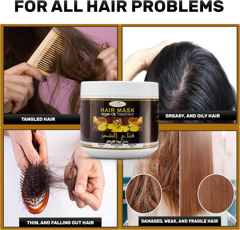 ECOLYTE+ La Parisienne Argan Oil Hair Mask - Deep Repair Treatment for Damaged Hair, 500g - Image 5